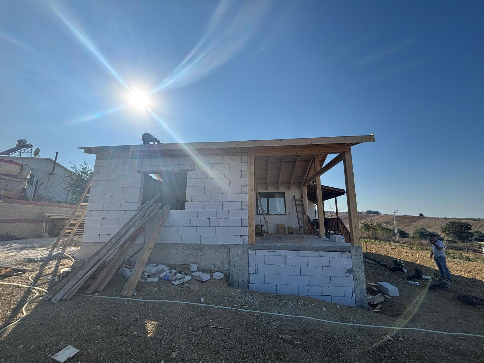 Ahşap kirişli çatı konstrüksiyonu, farklı açı